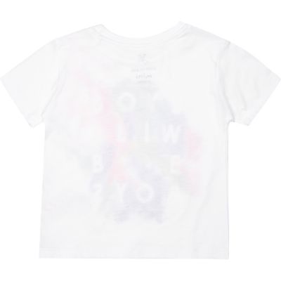 Mini boys white paint splash print t-shirt